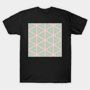 Floral Circle Pattern in Pink and Sage T-Shirt